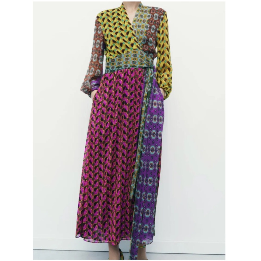 Zara wrap printed dress